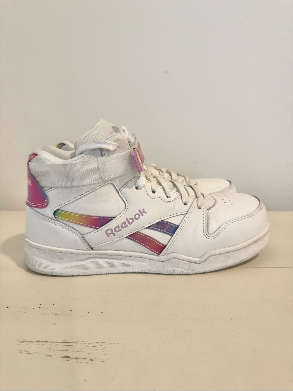 Reebok Work White Holographic High Top Leather Sneakers Safety Toe Size 9W - Picture 3 of 15